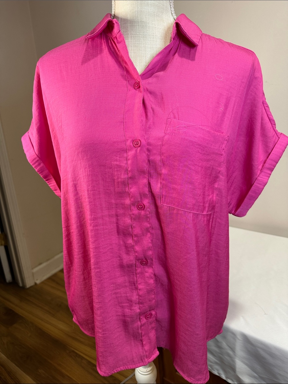 Joie Hot Pink Short Sleeve Button-Down Shirt